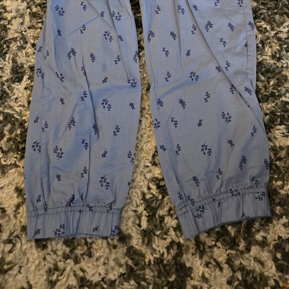 Joe Fresh Kids XL/14 Blue Floral Print Lightweight Jogger Pants Smocked Waist - Picture 2 of 3